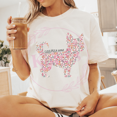 Chihuahua Mom Floral Comfort Colors T-Shirt